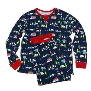 WONDERLAND Christmas Holliday Pajama Set 2 Piece Holliday Print Red Trim…